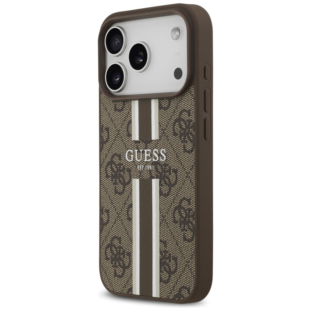 Guess - Hardcase 4G Printed Stripes MagSafe (GUHMP17LP4RPSW) - iPhone 17 Pro - Brown