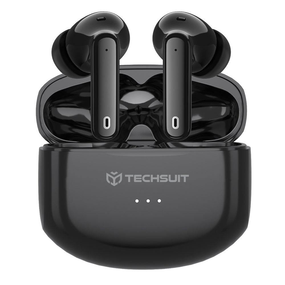 Techsuit - Wireless Earbuds Audira Pro (CW1) - Bluetooth V5.4, 300mAh, Active Noise Cancelling, 4 Mic - Black