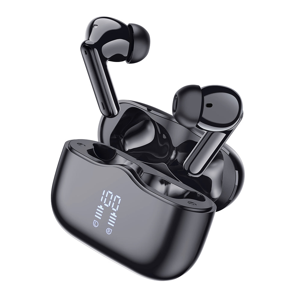 Techsuit - Premium Wireless Earbuds VelarX One (CW2) - Bluetooth V5.4, 300mAh, ANC, ENC, 4 Mic - Black