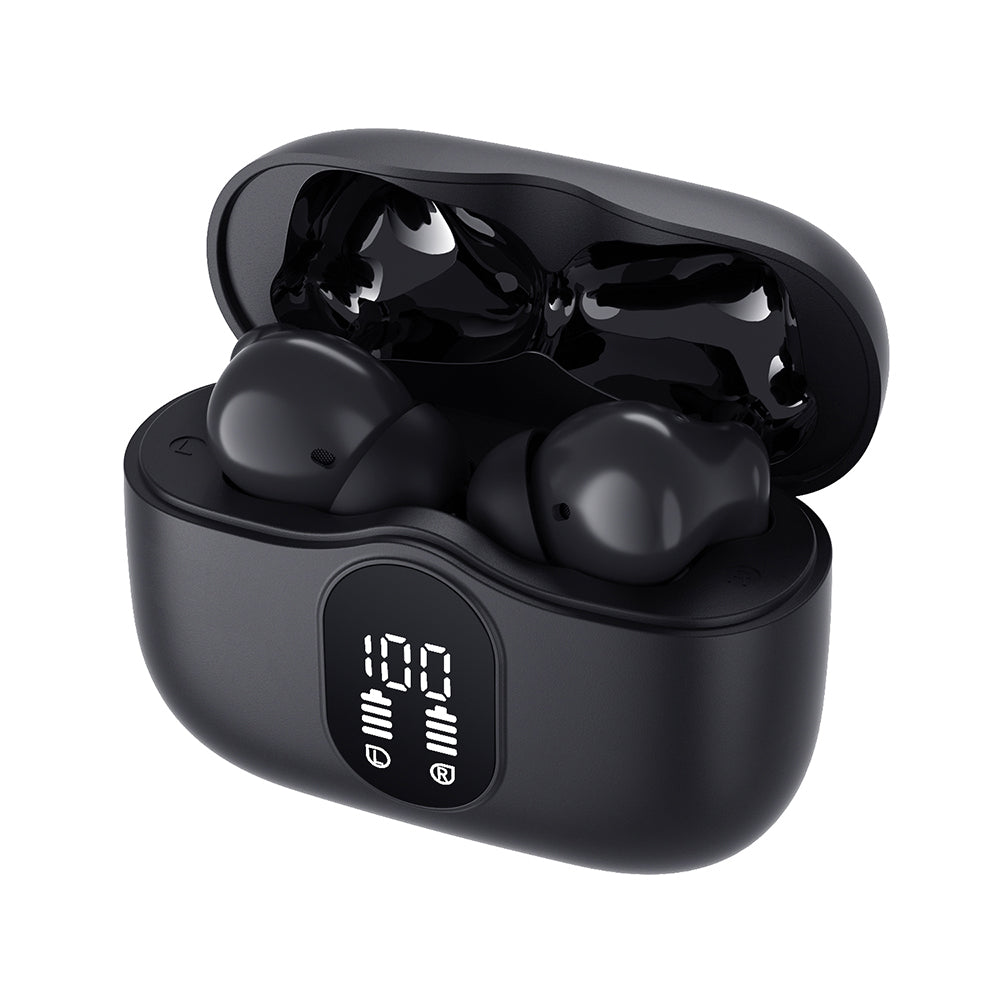 Techsuit - Premium Wireless Earbuds WaveBeat 100 (CW3) - Bluetooth V5.4, 300mAh, ANC, ENC, 4 Mic - Black