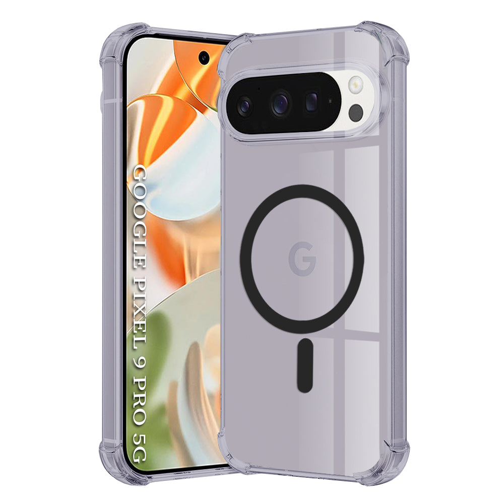 Techsuit - Shockproof Clear Silicone MagSafe - Google Pixel 9 Pro - Smoke Black