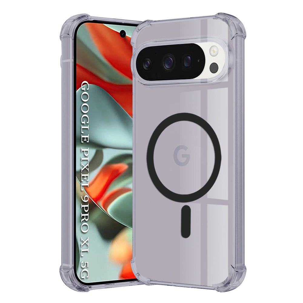 Techsuit - Shockproof Clear Silicone MagSafe - Google Pixel 9 Pro XL - Smoke Black