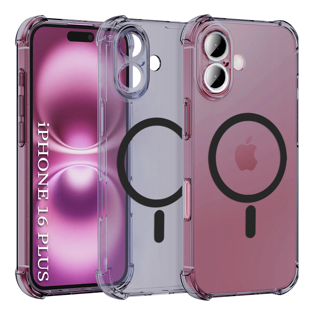 Techsuit - Shockproof Clear Silicone MagSafe - iPhone 16 Plus - Smoke Black