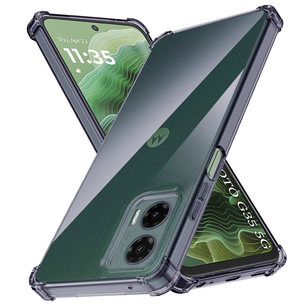 Techsuit - Shockproof Clear Silicone - Motorola Moto G35 - Smoke Black