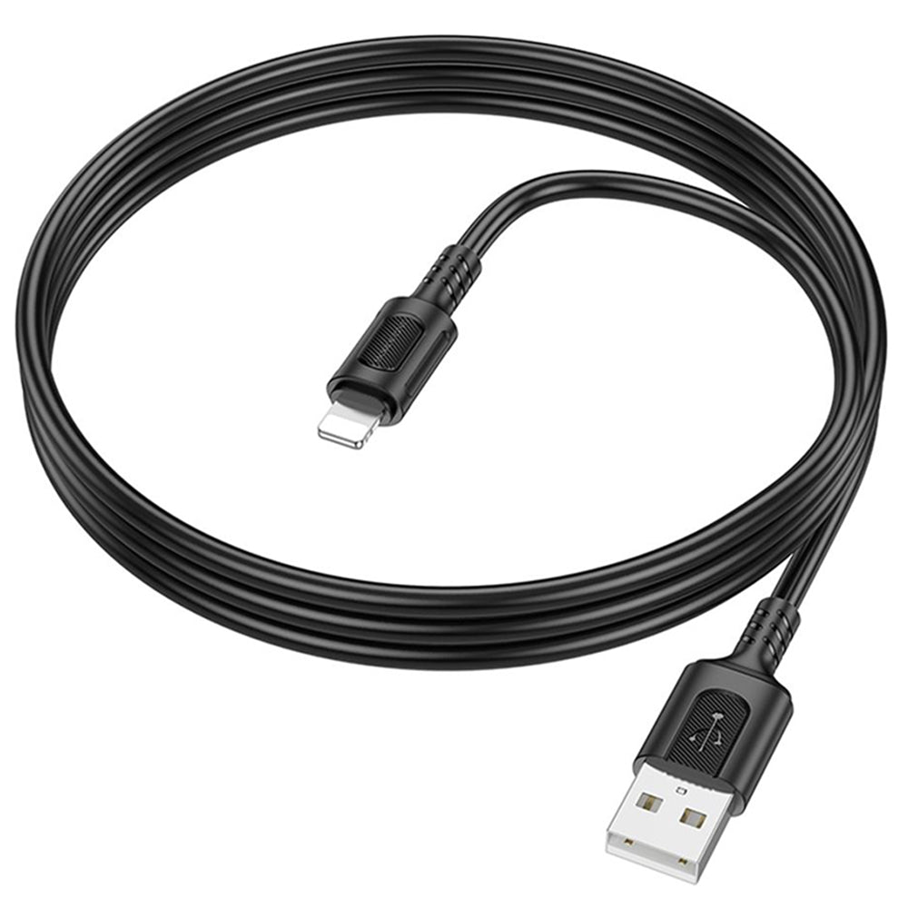 Borofone - Data Cable Feliz Series (BX111) - USB to Lightning, PVC, Universal, 60W, 2.4A, 1m - Black