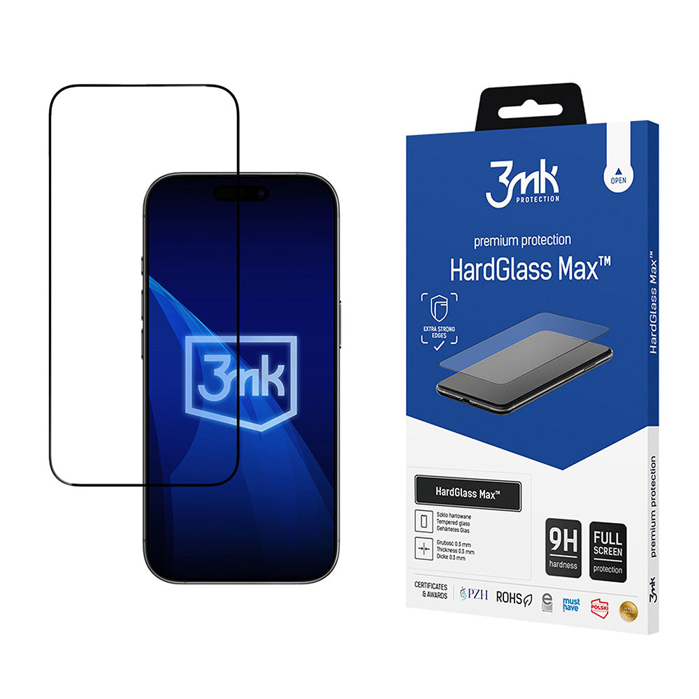 3mk - HardGlass Max Tempered Screen Protector - iPhone 17 Air - Black