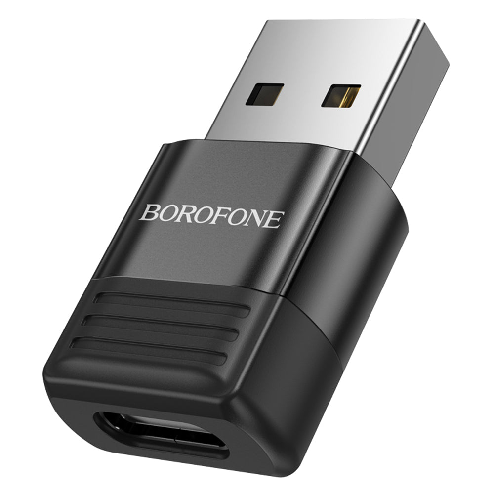 Borofone - Adapter (BV18) - USB2.0 Male to Type-C Female, Data Transmission, OTG Function, Fast Charge up to 3A - Black