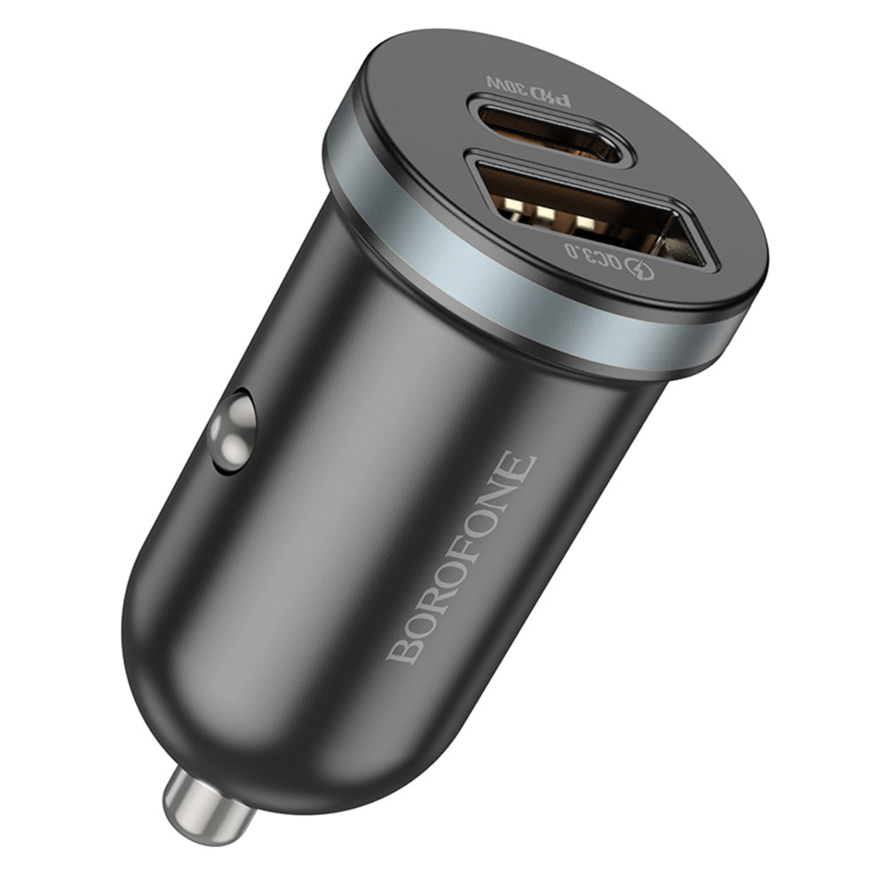 Borofone - Car Charger Scenery (BZ22) - USB, Type-C, Fast Charge, Dual Port, PD30W, QC3.0, PC, Aluminum - Black