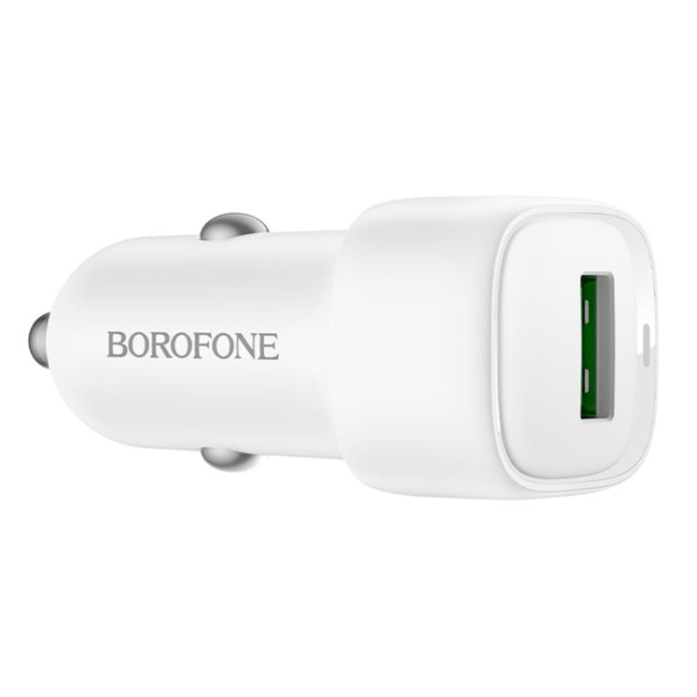 Borofone - Car Charger Cloud (BZ34) - USB, Single Port, 18W (QC/FCP/AFC), ABS, for 12-24V - White