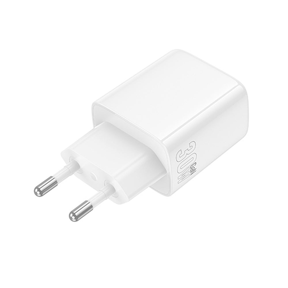 Borofone - Wall Charger Fuente (BN29) - Dual Port, USB + Type-C, PD30W, QC3.0, GaN Technology - White