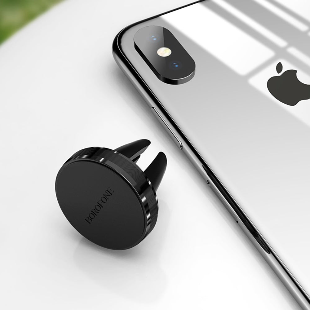 Borofone - Car Holder Air (BH8) - for Air Vent, Magnetic, Aluminum Alloy + Silicone - Black