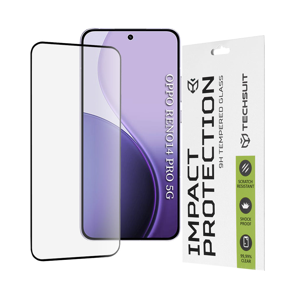 Techsuit - 111D Full Cover / Full Glue Glass - Oppo Reno14 Pro - Black