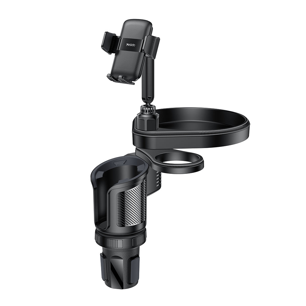 Yesido - Car Holder 4in1 (C274) - Cup Storage, Phone Mount and Sundries Storage, 720° Adjustable Angle, 4.7-7.2" - Black