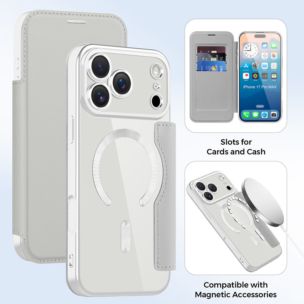 Techsuit - SmartMag Book Case - iPhone 17 Pro Max - Gray