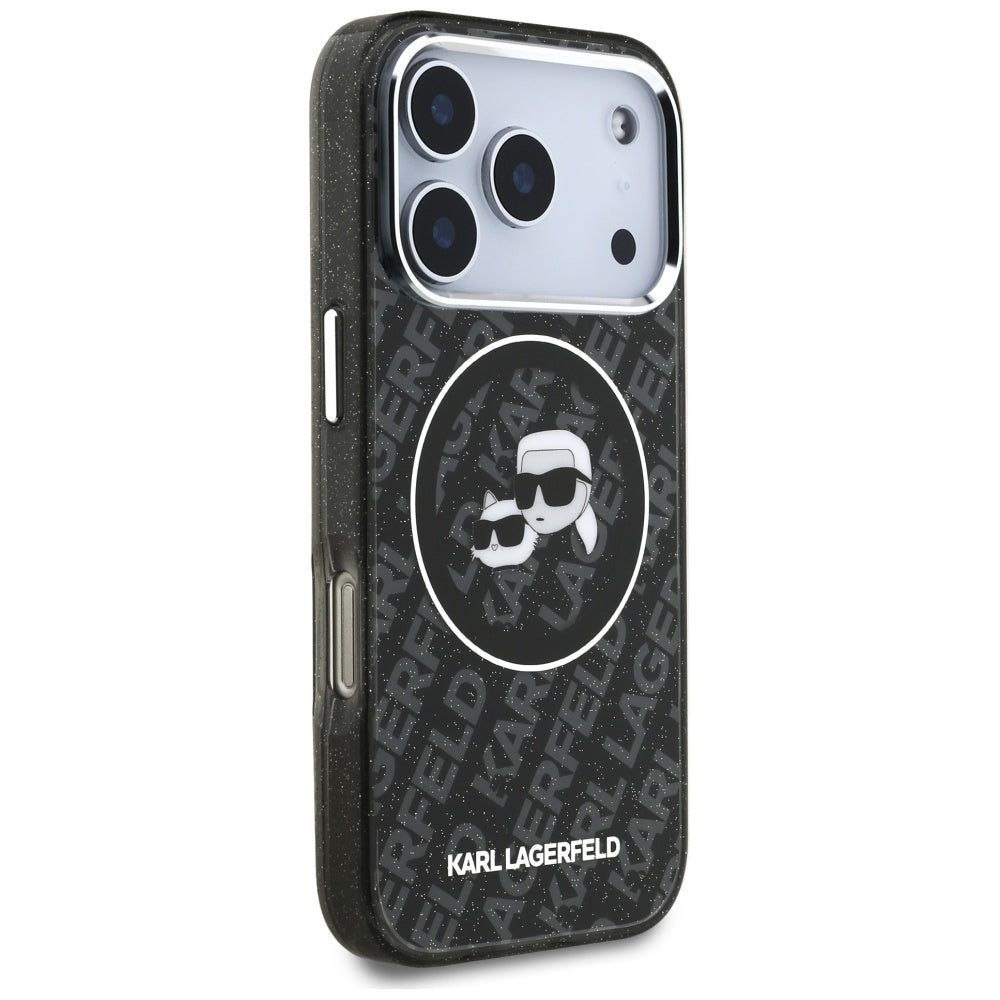 Karl Lagerfeld - Glitter MagSafe (KLHMP17LHMKBKCHOK) - iPhone 17 Pro - Black Karl&Choupette Head