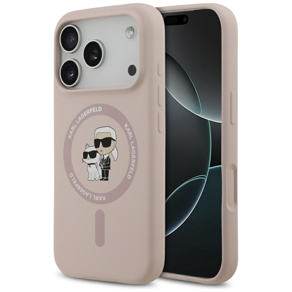 Karl Lagerfeld - Silicone Ring MagSafe (KLHMP17LSCMKCRHP) - iPhone 17 Pro - Pink Karl&Choupette