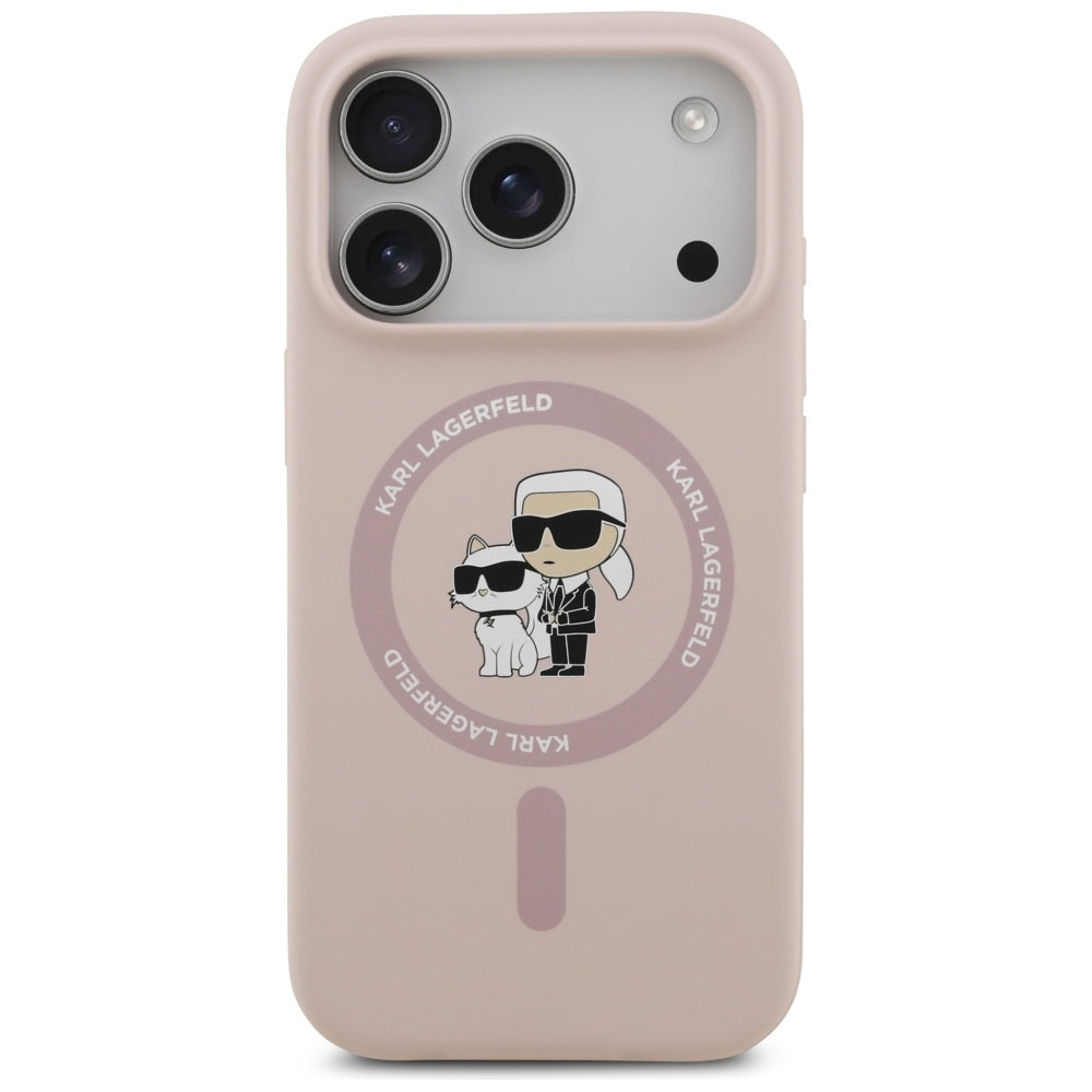 Karl Lagerfeld - Silicone Ring MagSafe (KLHMP17LSCMKCRHP) - iPhone 17 Pro - Pink Karl&Choupette