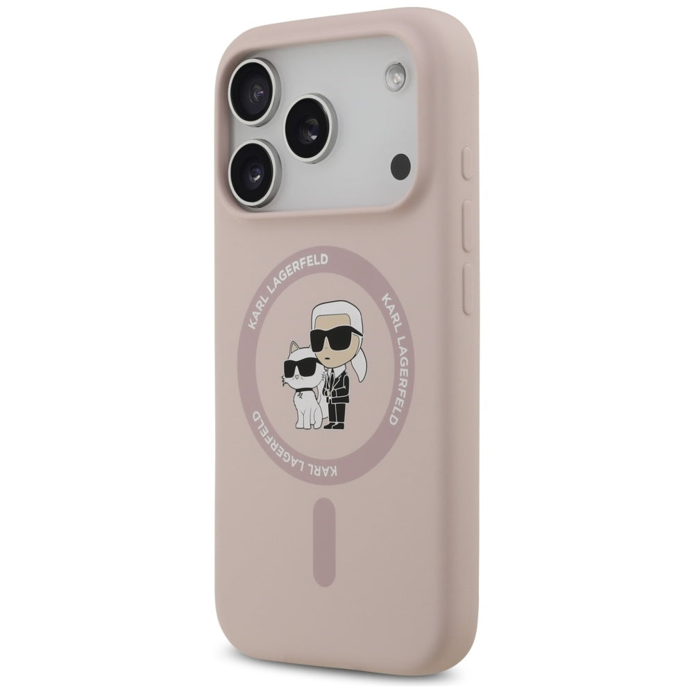 Karl Lagerfeld - Silicone Ring MagSafe (KLHMP17LSCMKCRHP) - iPhone 17 Pro - Pink Karl&Choupette