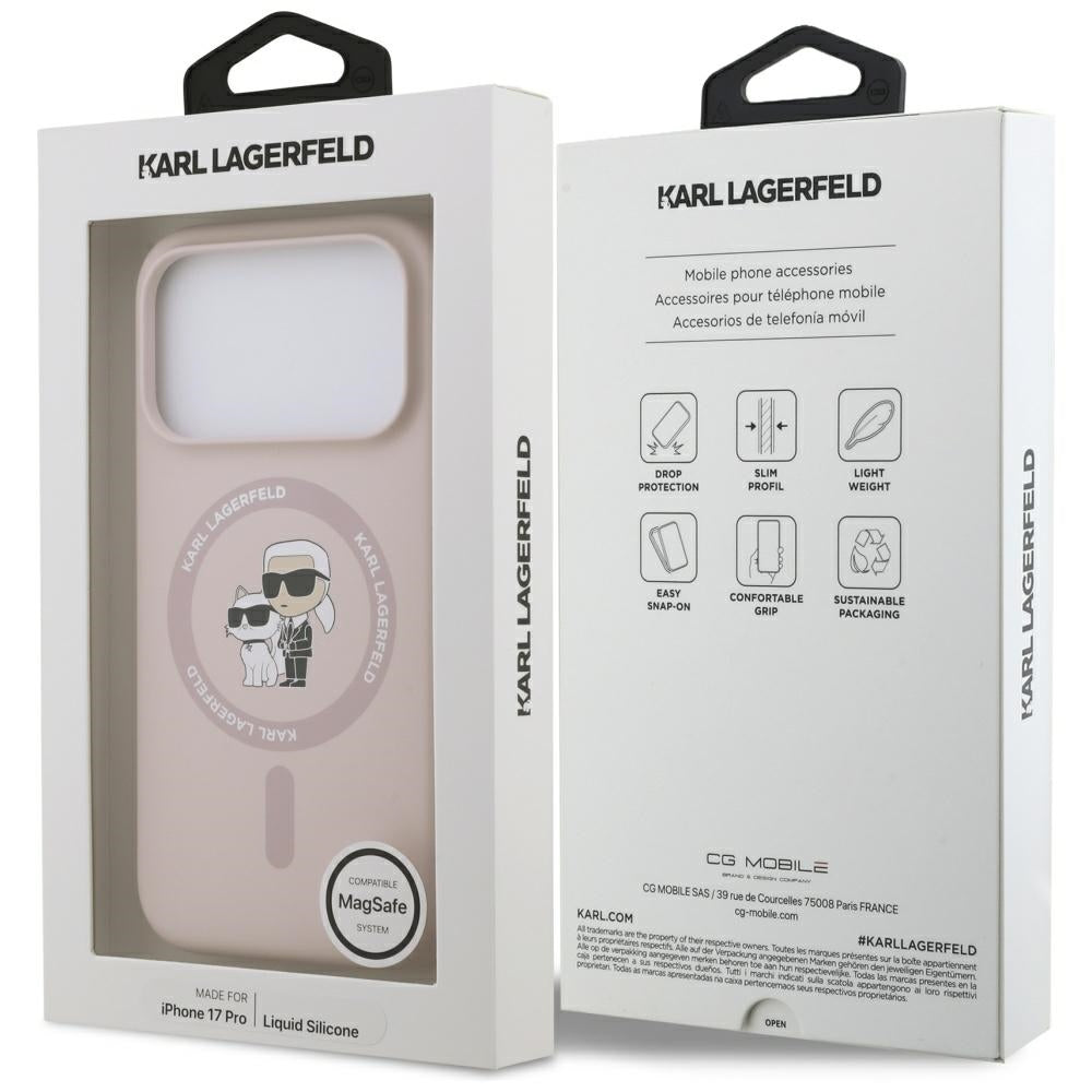 Karl Lagerfeld - Silicone Ring MagSafe (KLHMP17LSCMKCRHP) - iPhone 17 Pro - Pink Karl&Choupette