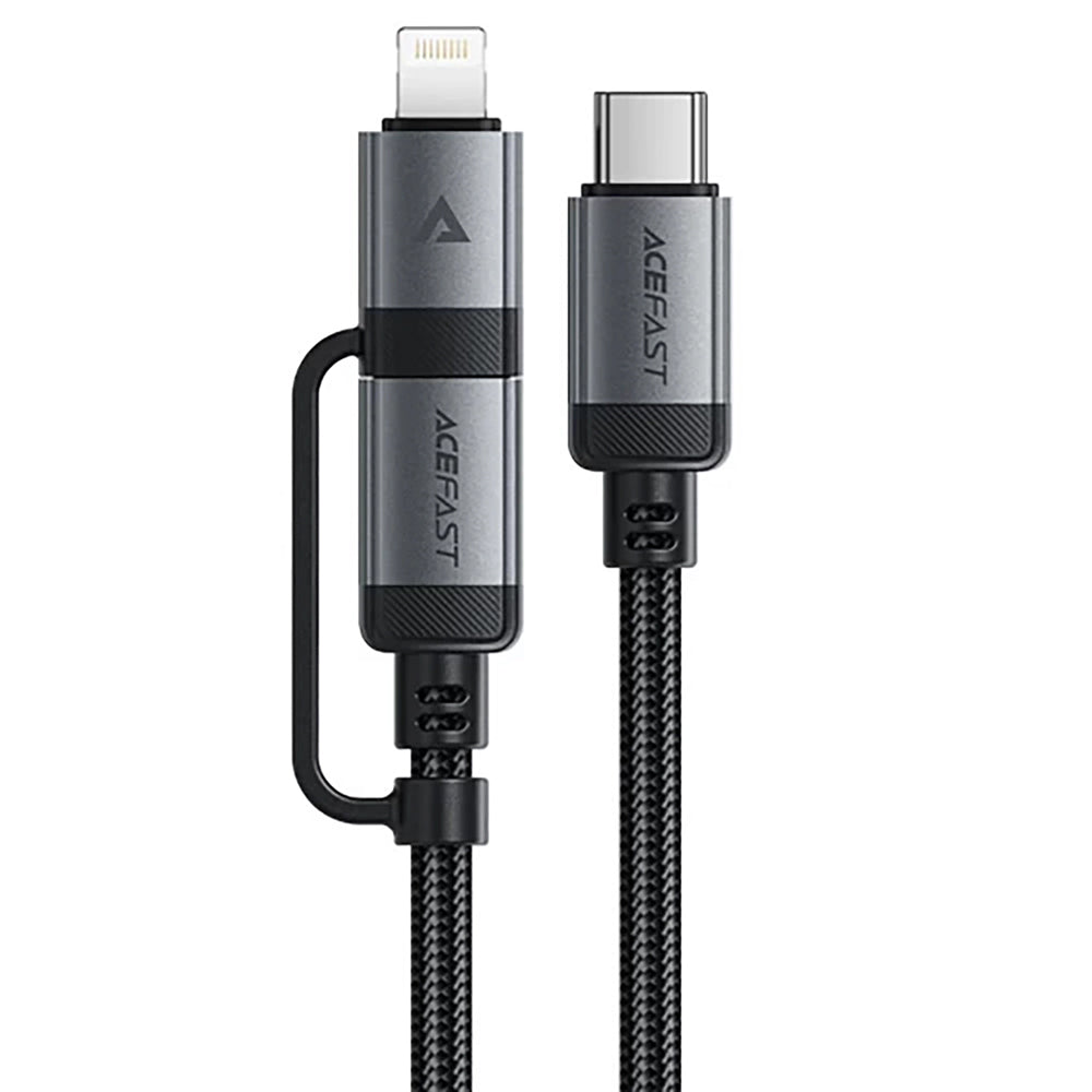 Acefast - Data Cable (C20-01) - USB-C to Type-C, Lightning, 60W, Fast Charging, Bend-Resistant, MFi Certified, 1.2m - Black
