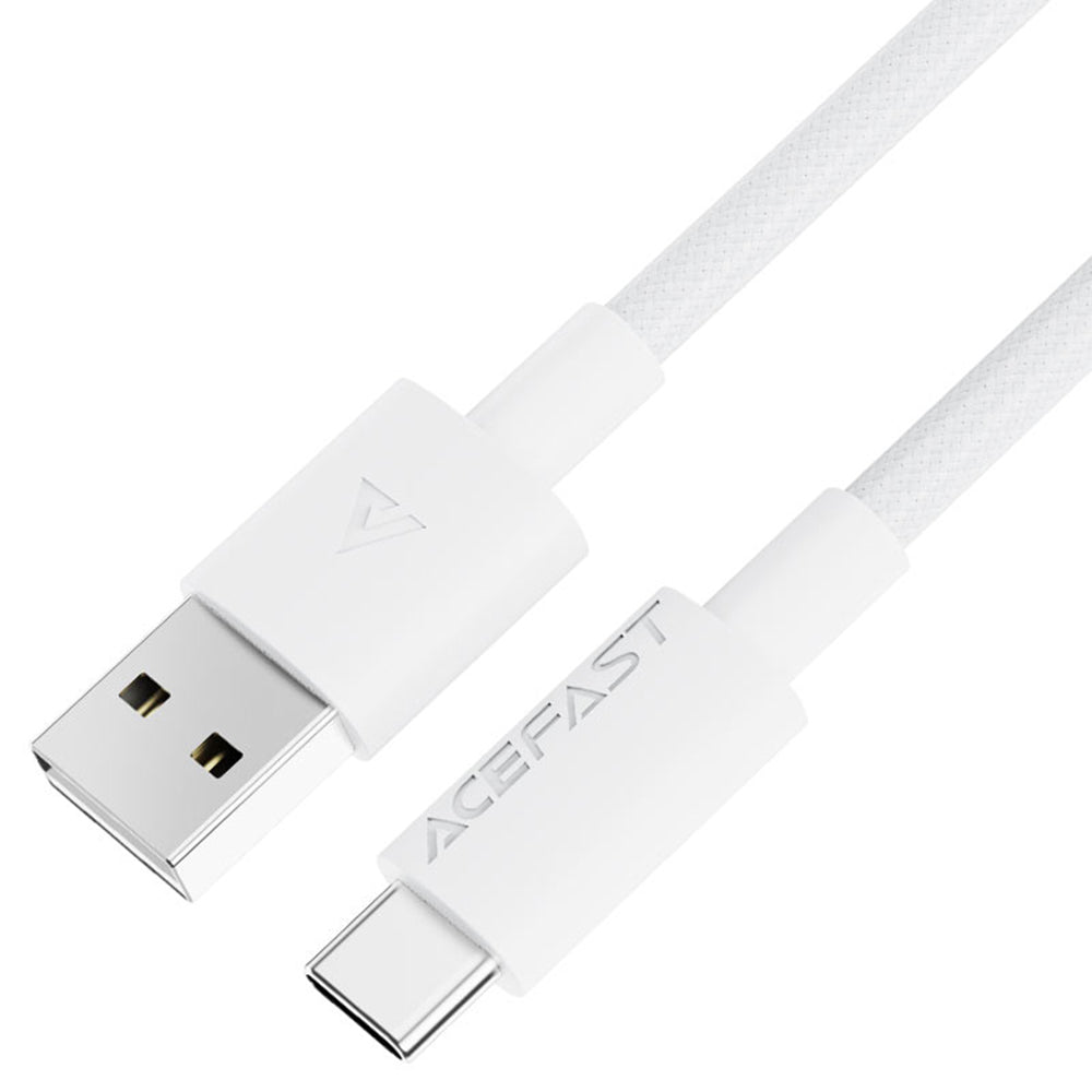 Acefast - Data Cable (C18-04) - USB to Type-C, Fast Charging, 3A, Bend-Resistant, Nylon Braid, 1.2m - White