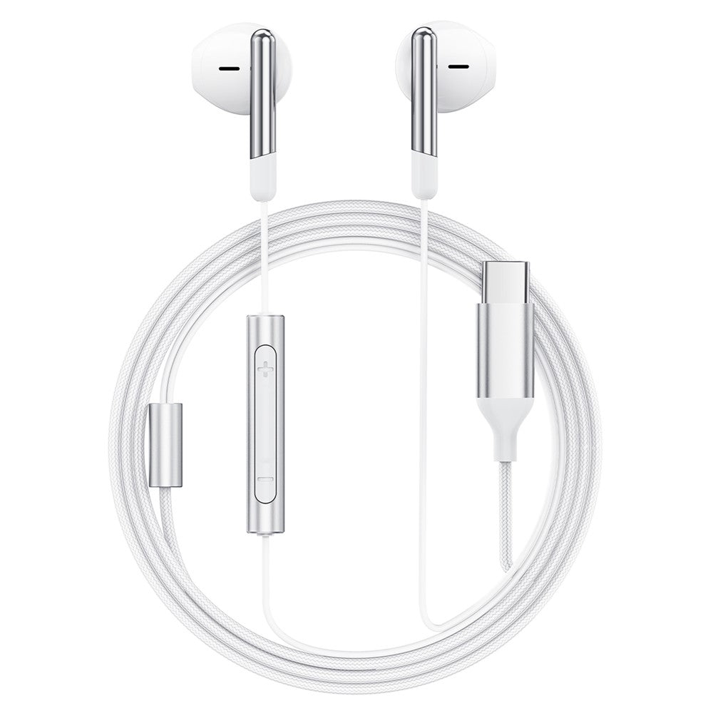 Acefast - Wired Earphones (L3) - Type-C, Half-In-ear, with Microphone, Anti-winding, Flexible, 1.2m - White