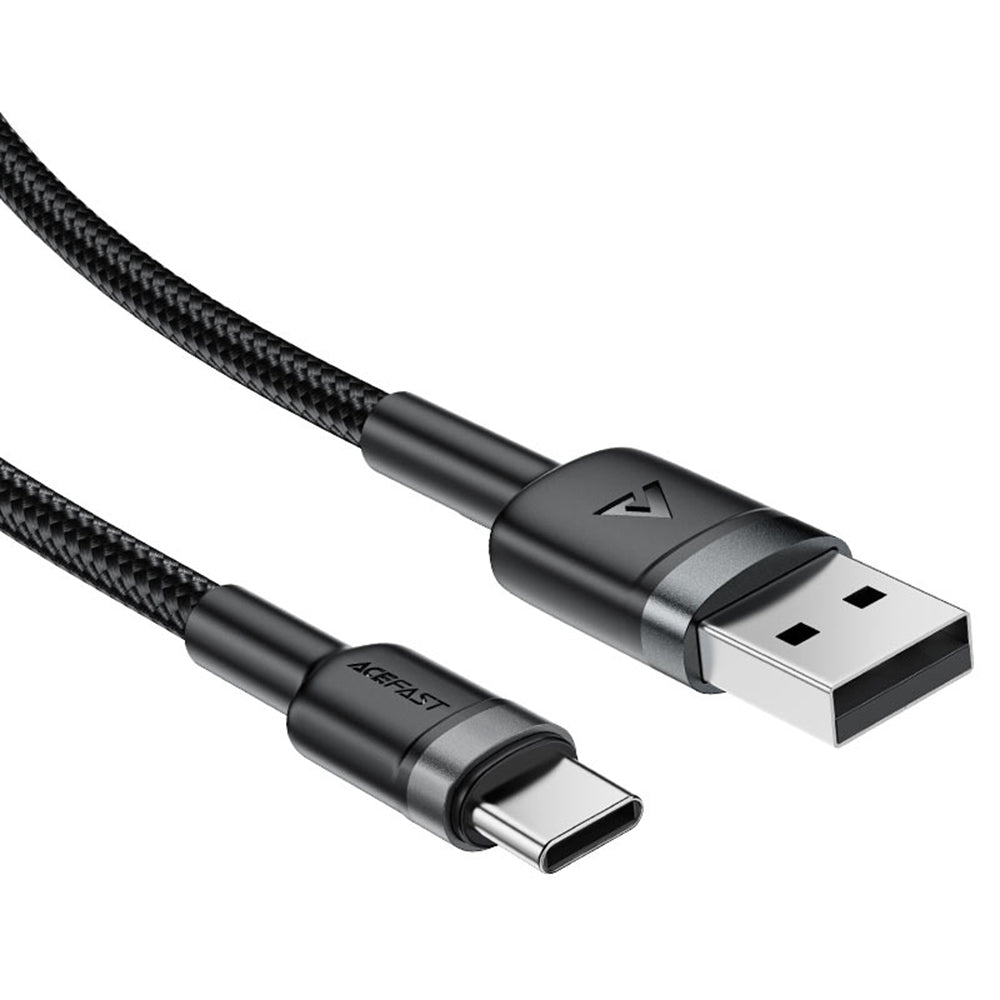 Acefast - Data Cable (C22-04) - Fast Charge, USB to Type-C, 3A, Bend-Resistant, Wide Compatibility, Nylon Braid, 1.2m - Black