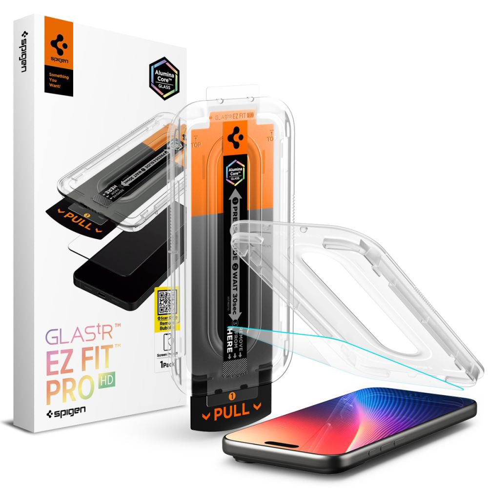 Spigen - Glas.tR EZ-FIT Pro - iPhone 16 Pro / iPhone 17 / iPhone 17 Pro - Clear