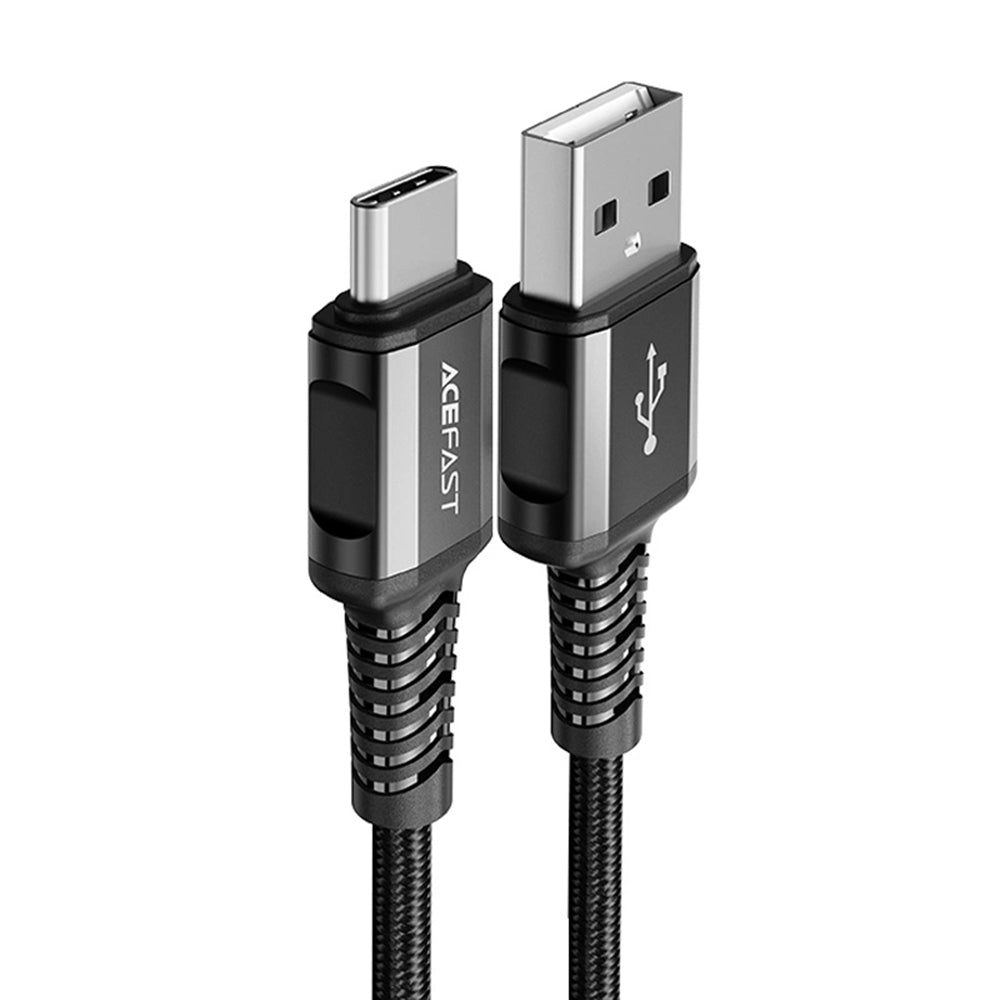 Acefast - Data Cable (C1-04) - USB to Type-C, 3A, Fast Charging, Nylon Braid, 1.2m - Black