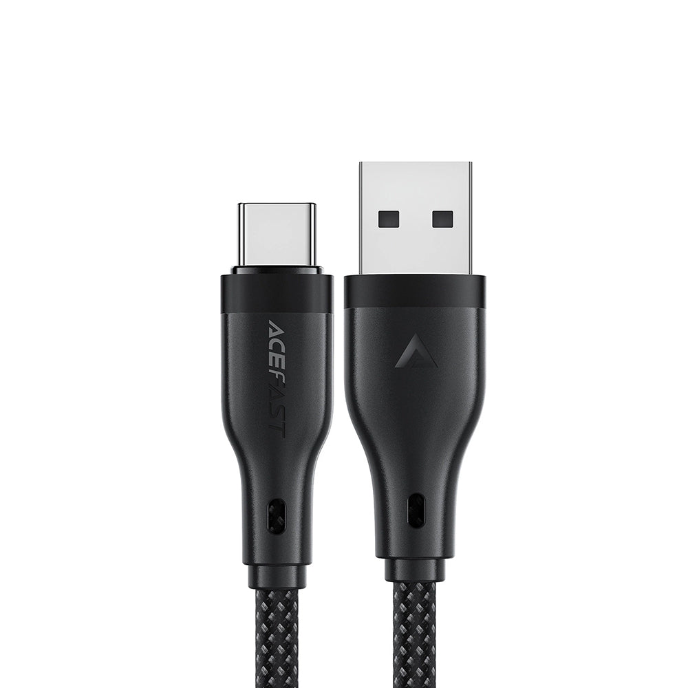 Acefast - Data Cable (C8-04) - Fast Charging, USB to Type-C, 3A, Nylon Braided, 25.000 Bends, 1.2m - Black