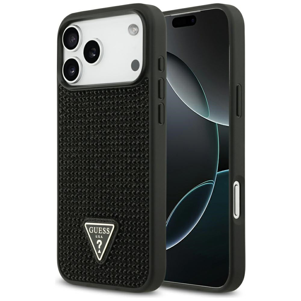 Guess - Rhinestone Triangle Logo (GUHCP17XHDGTPK) - iPhone 17 Pro Max - Black