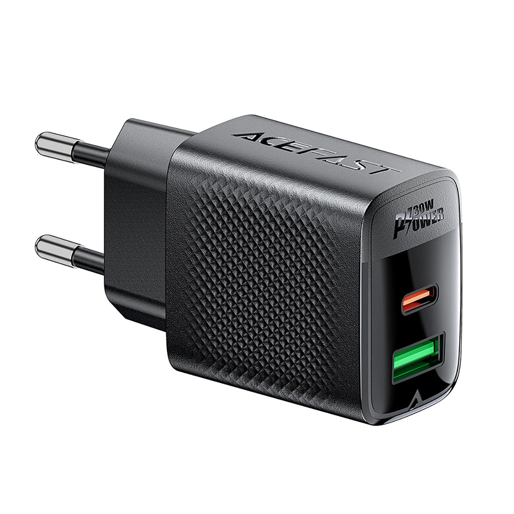Acefast - Wall Charger (A98) - GaN, Fast Charging, USB, Type-C, 30W, 5V/3A, Smart Chip - Black