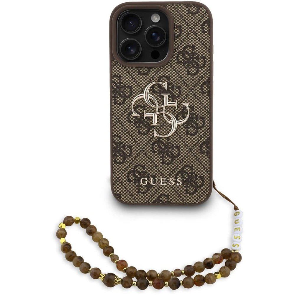 Guess - Hardcase 4G Classic Logo with Strap (GUHCP16XP4GMGSW) - iPhone 16 Pro Max - Brown
