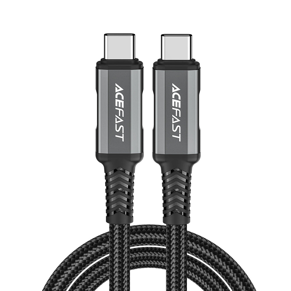 Acefast - Data Cable (C1-09) - SuperCharge, Audio-Video, USB-C to USB-C, 40Gbps, 4K, 5A, 240W, PD3.1, USB4, 1m - Gray / Black