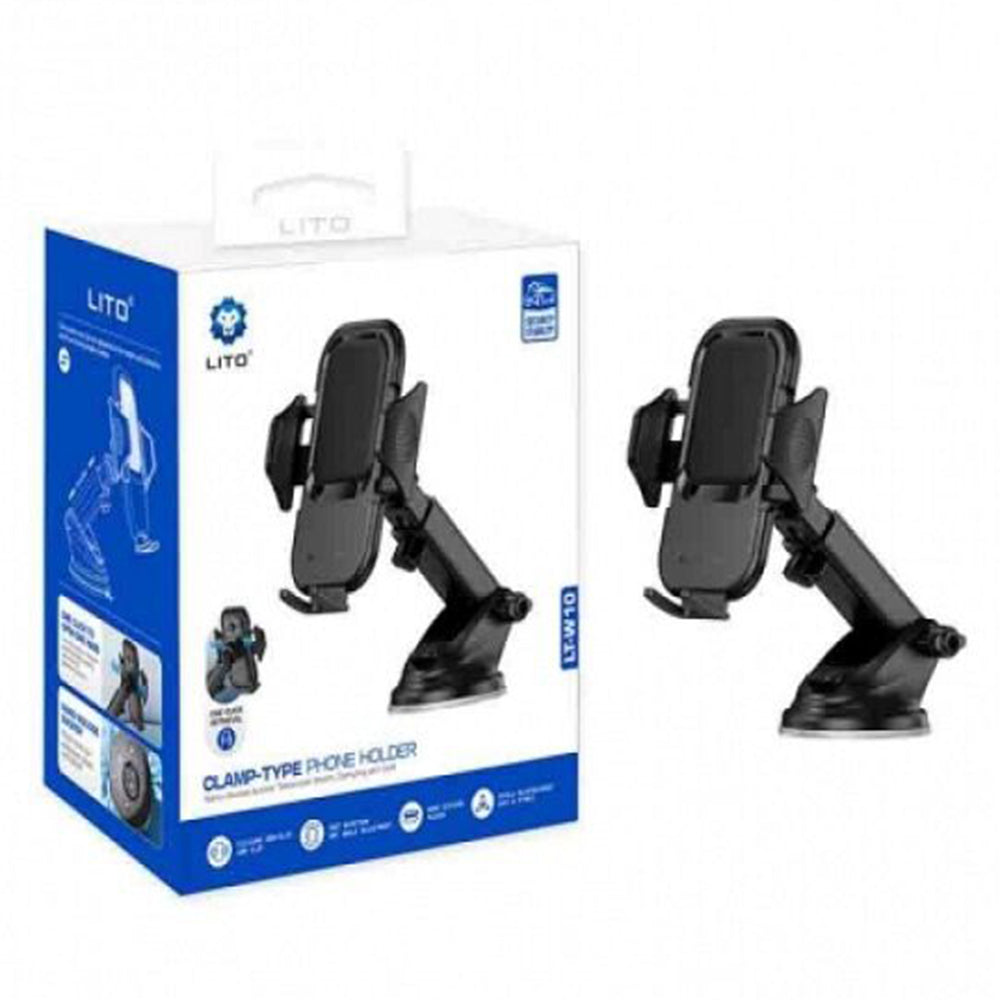 Lito - Car Holder (LT-W10) - for Dashboard, Three-layer Nano-gel Suction Cups, Double-lock Vacuum System, 7.3-inch Max - Grey