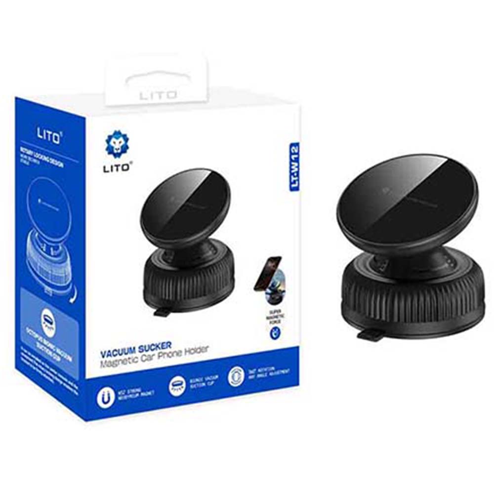 Lito - Car Holder (LT-W12) - for Dashboard, Magnetic, Vacuum Sucker, Steady - Black