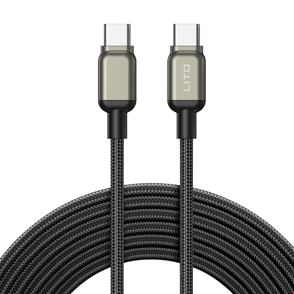 Lito - Data Cable (LD17) - Type-C to Type-C, Fast Charging, Braided Nylon - Black