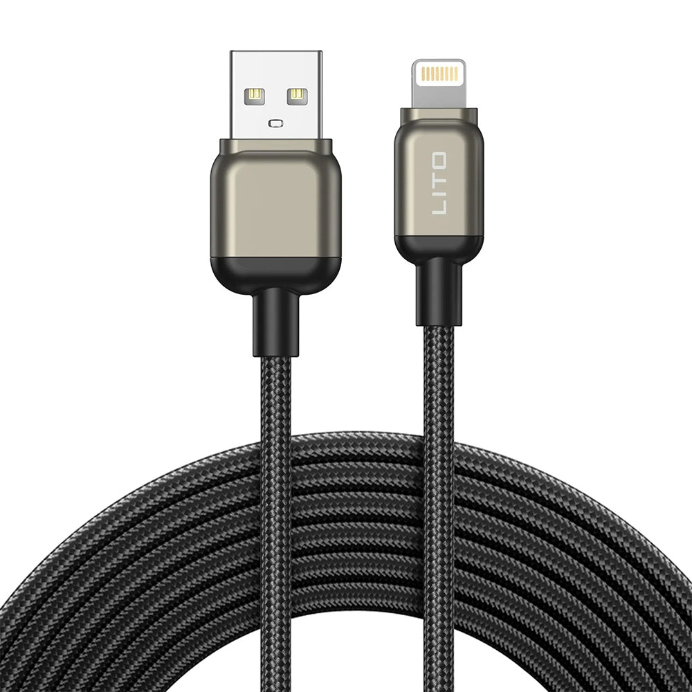 Lito - Data Cable (LD17) - USB to Lightning, Fast Charging, Braided Nylon - Black