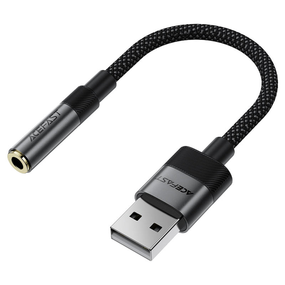 Acefast - Audio Adapter (J13) - USB Male to Jack 3.5mm Female, Plug & Play, High-fidelity Sound, No Delay, 15cm - Black