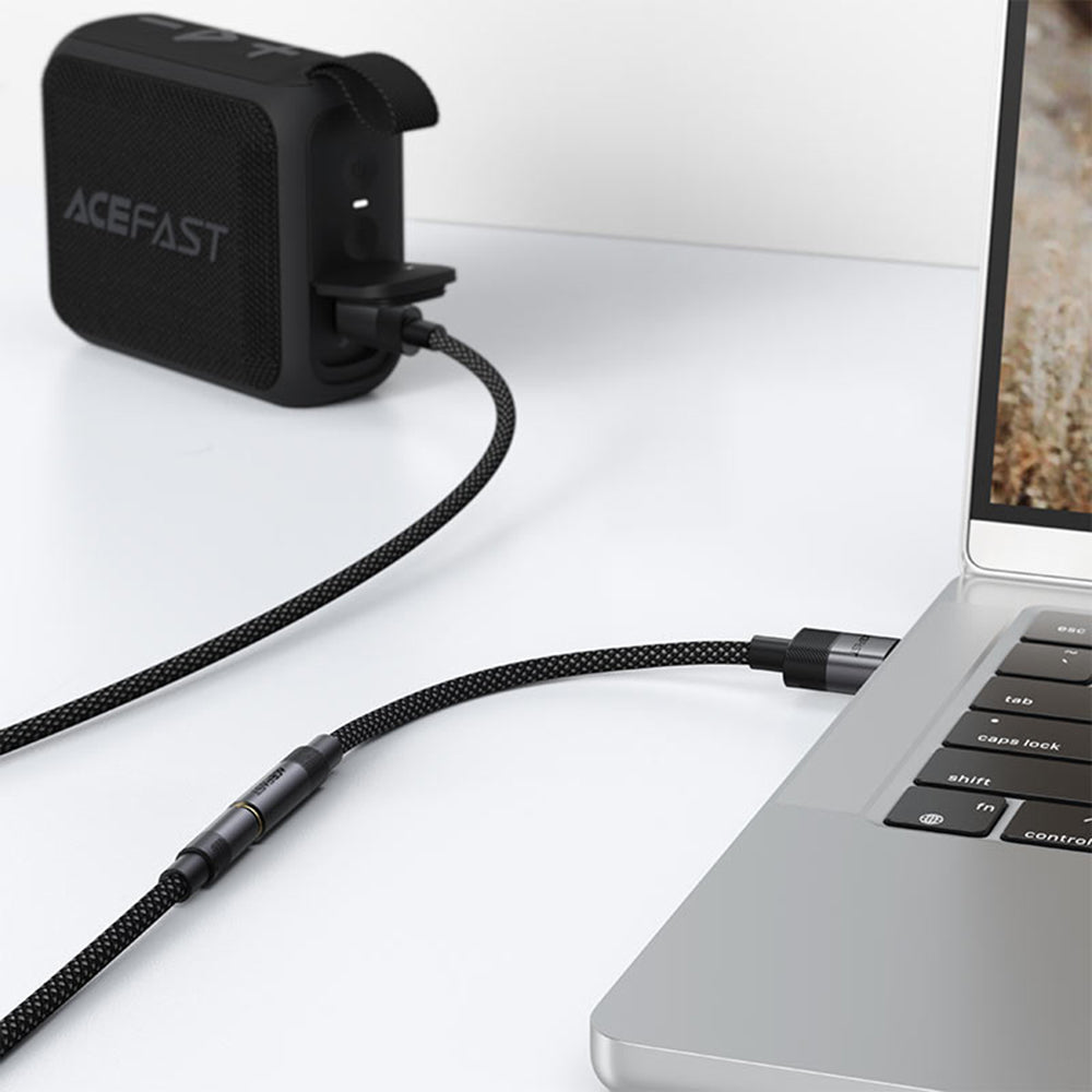 Acefast - Audio Adapter (J13) - USB Male to Jack 3.5mm Female, Plug & Play, High-fidelity Sound, No Delay, 15cm - Black