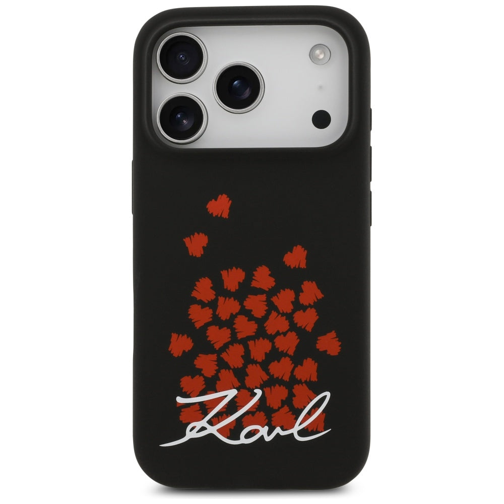 Karl Lagerfeld - Silicone Heart Sign Logo MagSafe (KLHMP17LSMHBKSOK) - iPhone 17 Pro - Black