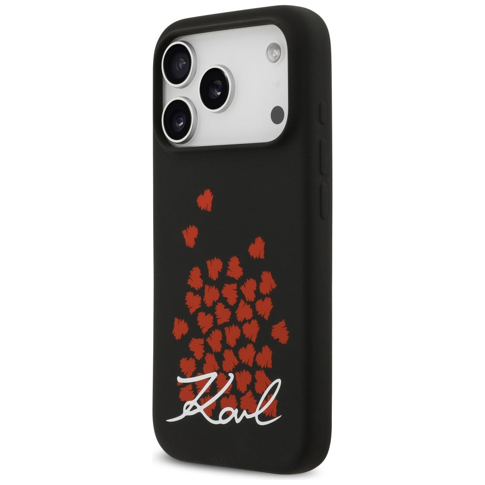 Karl Lagerfeld - Silicone Heart Sign Logo MagSafe (KLHMP17LSMHBKSOK) - iPhone 17 Pro - Black