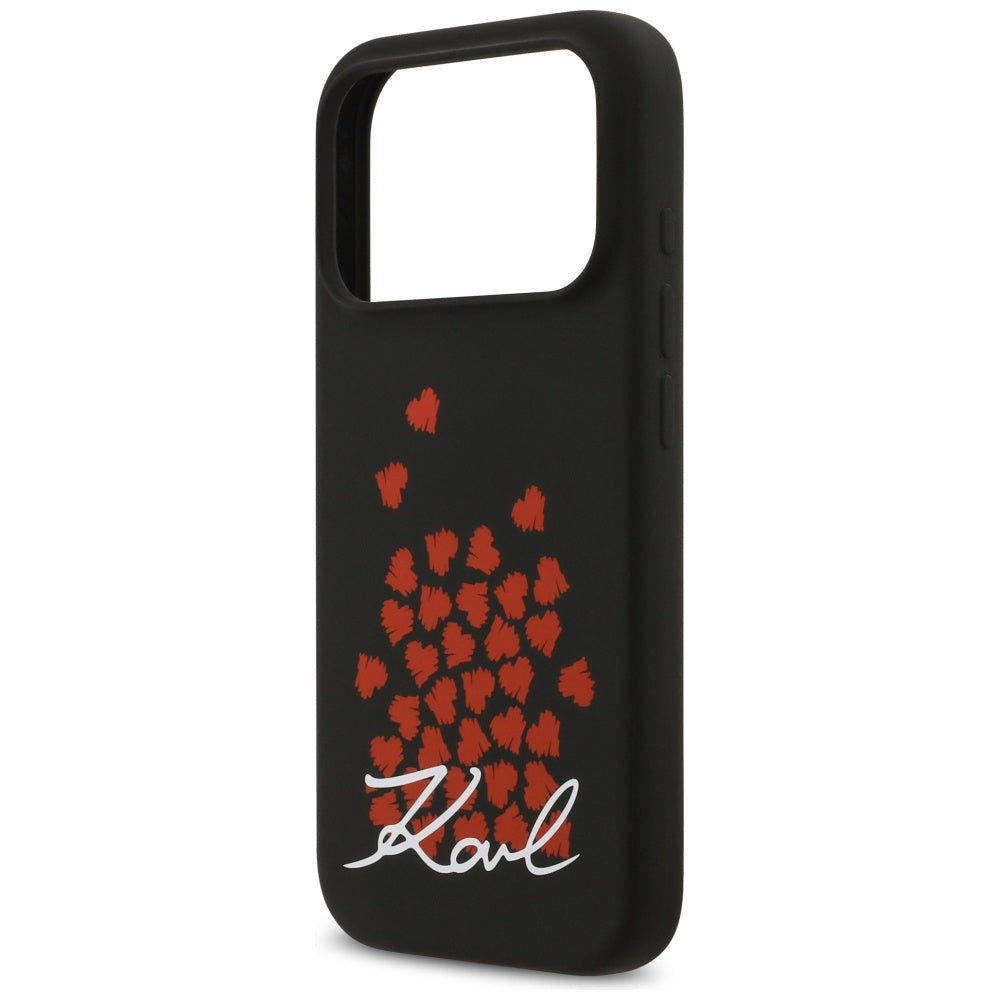 Karl Lagerfeld - Silicone Heart Sign Logo MagSafe (KLHMP17LSMHBKSOK) - iPhone 17 Pro - Black