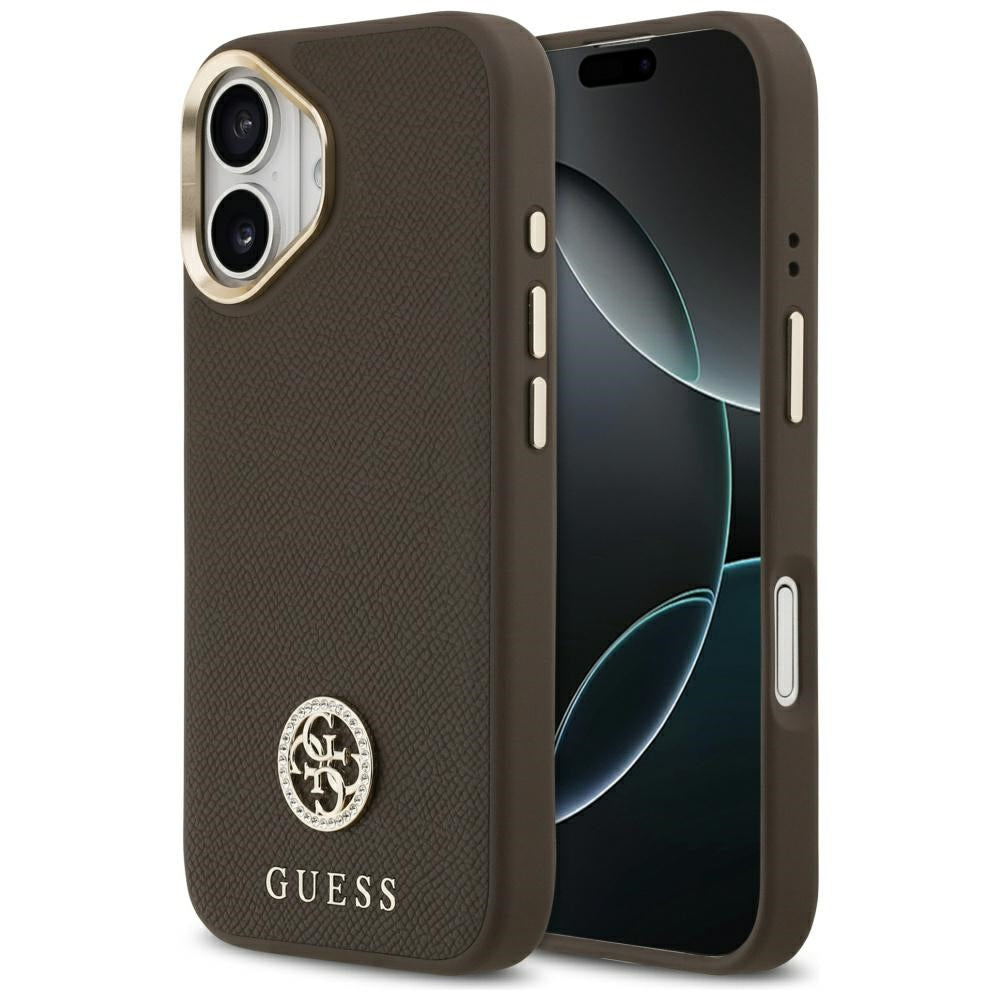 Guess - Grained Strass Logo MagSafe (GUHMP17SPGCRMDEW) - iPhone 17 - Brown