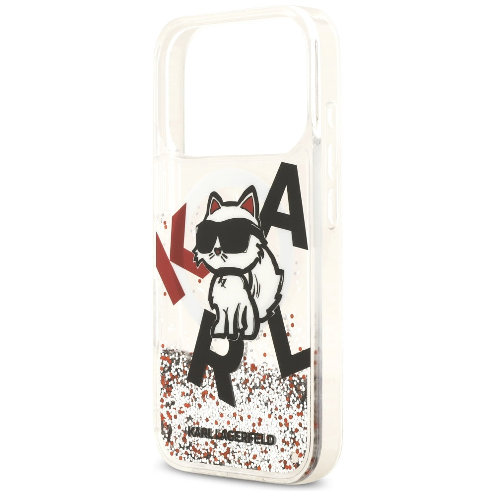 Karl Lagerfeld - Liquid Glitter Choupette Logo MagSafe (KLHMP17LLCHSCTDT) - iPhone 17 Pro - Clear