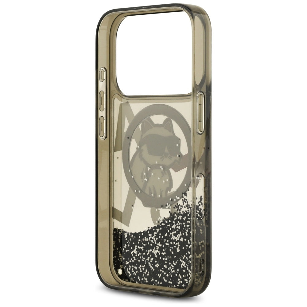 Karl Lagerfeld - Liquid Glitter Choupette Logo MagSafe (KLHMP17LLCHSCTDK) - iPhone 17 Pro - Black
