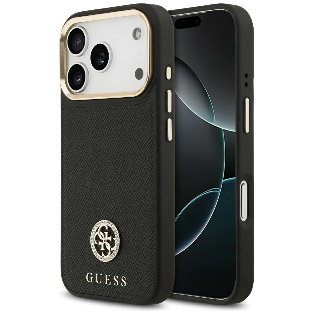 Guess - Grained Strass Logo MagSafe (GUHMP17LPGCRMDEK) - iPhone 17 Pro - Black