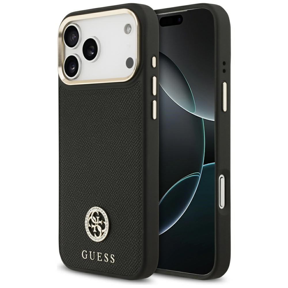 Guess - Grained Strass Logo MagSafe (GUHMP17XPGCRMDEK) - iPhone 17 Pro Max - Black