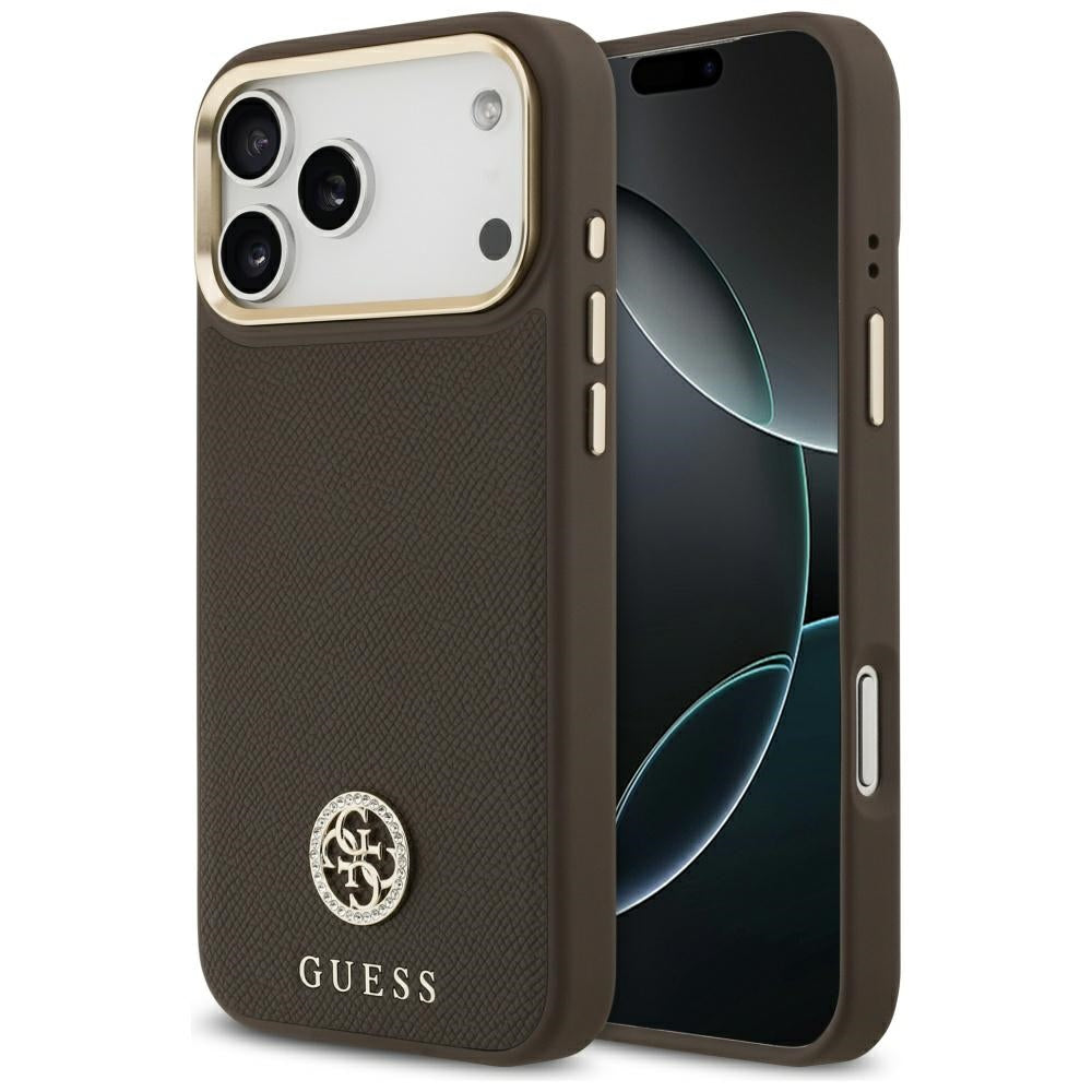 Guess - Grained Strass Logo MagSafe (GUHMP17XPGCRMDEW) - iPhone 17 Pro Max - Brown