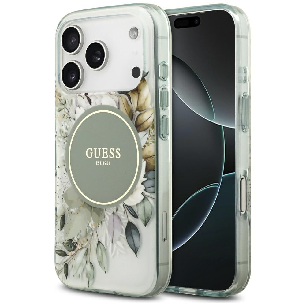 Guess - IML Flower & Tonal Circle MagSafe (GUHMP17LHFWBDCEN) - iPhone 17 Pro - Green